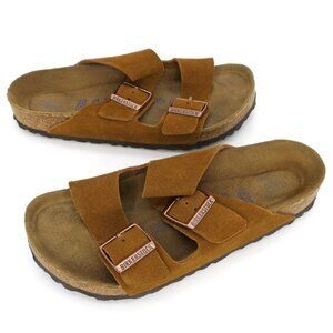 Birkenstock Suede Leather Arizona Mink Double Strap Sandals Soft Footbed 38 L7